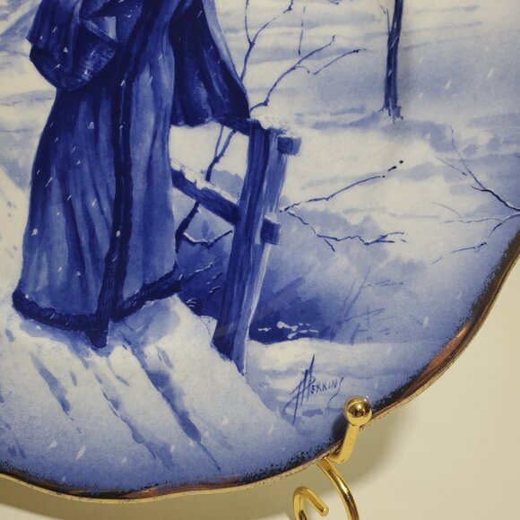 Blue & White Children Wall Plate Royal Doulton Style, England - Picture 6 of 7